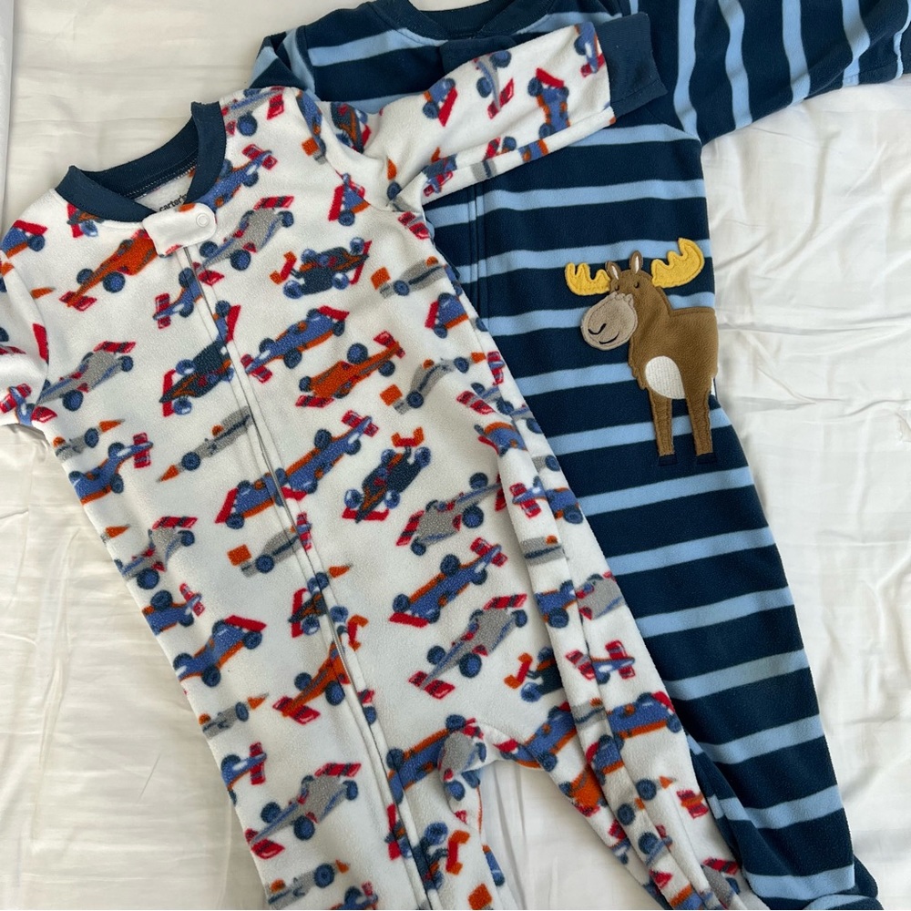 Carter’s Fleece Footed Pajamas, Set of 2, Size 12 Months